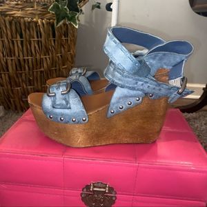 - - - Joes Jeans Wood Wedge Platform Sandal Size‎ 7